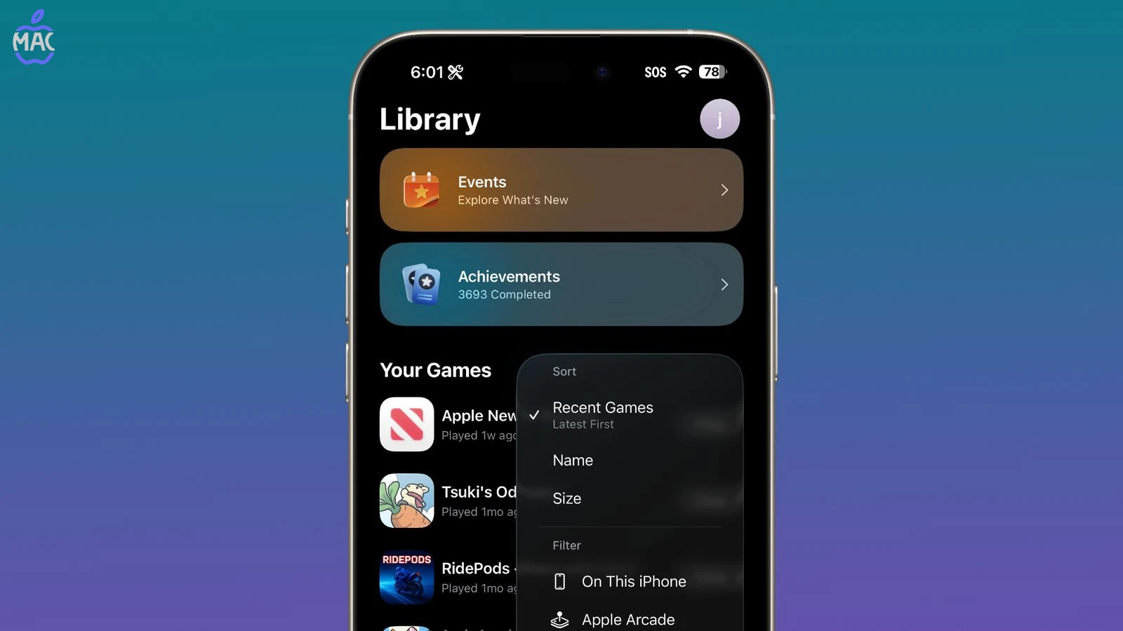 15 New Things Your iPhone – MacIran (11) 12) مرتبسازی بازیها بر اساس حجم