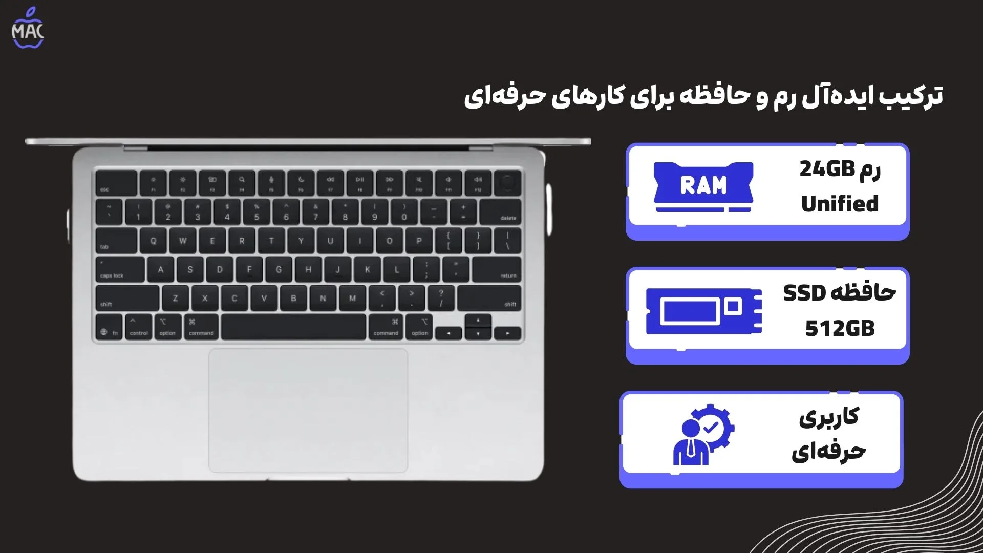 MacBook Air MC6J4 2025 – MacIran (1) رم و حافظه؛ ترکیب ایدهآل برای کارهای حرفهای