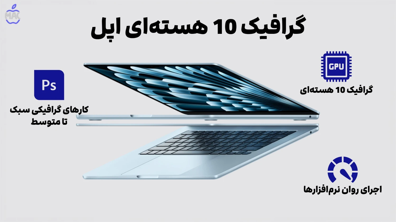 MacBook Air MW1M3 2025 – MacIran (1) گرافیک 10 هستهای؛ مناسب کارهای کاربری و حرفهای متوسط