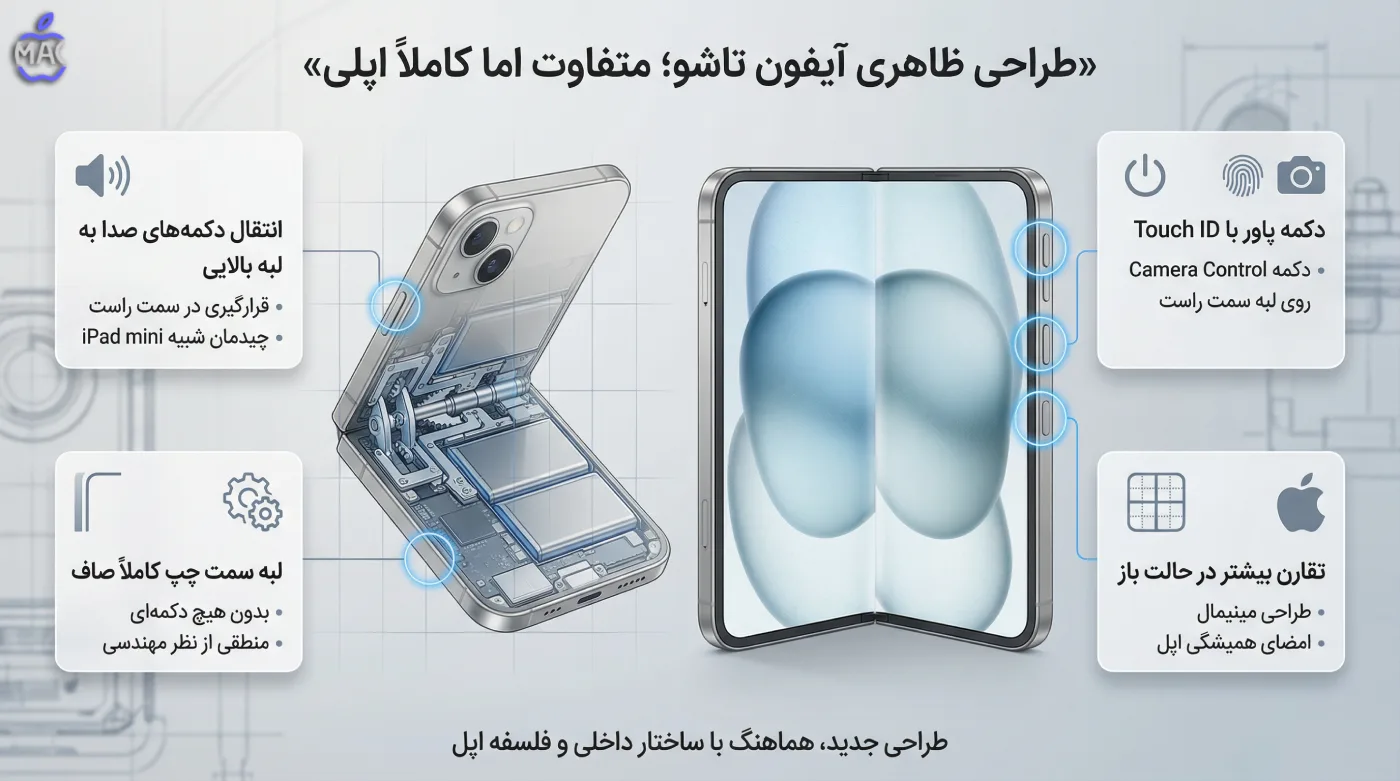Apple Foldable iPhone Leaks – MacIran طراحی ظاهری آیفون تاشو؛ متفاوت اما کاملاً اپلی